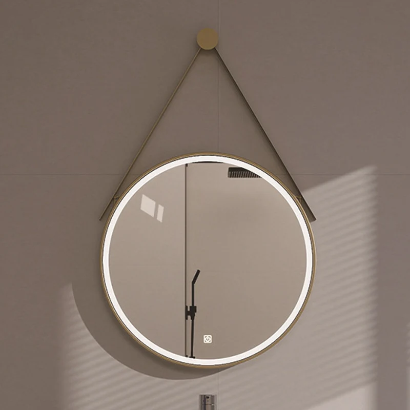 Modern Minimalist Round Aluminum Alloy Glass Wall Mirror Makeup Mirror For Bathroom