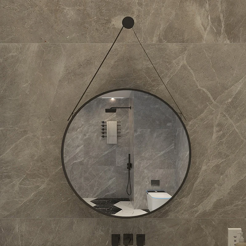 Modern Minimalist Round Aluminum Alloy Glass Wall Mirror Makeup Mirror For Bathroom
