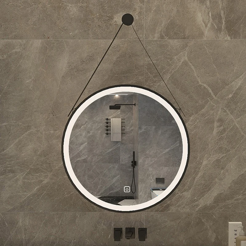 Modern Minimalist Round Aluminum Alloy Glass Wall Mirror Makeup Mirror For Bathroom