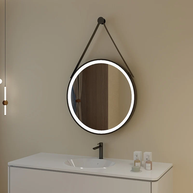Modern Minimalist Round Aluminum Alloy Glass Wall Mirror Makeup Mirror For Bathroom