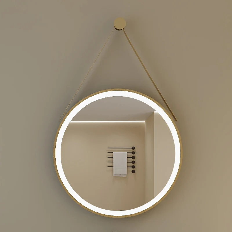 Modern Minimalist Round Aluminum Alloy Glass Wall Mirror Makeup Mirror For Bathroom