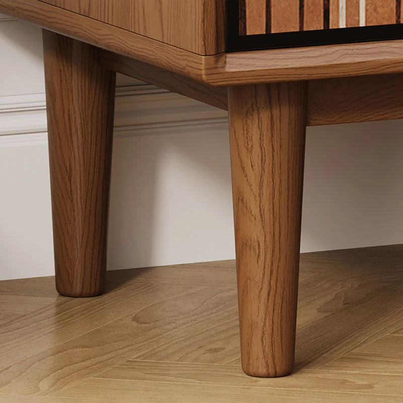 Contemporary Retro Square Rounded Corner Anti-Collision Design Rubberwood Plywood Hardware Nightstand 2-Drawer For Bedroom