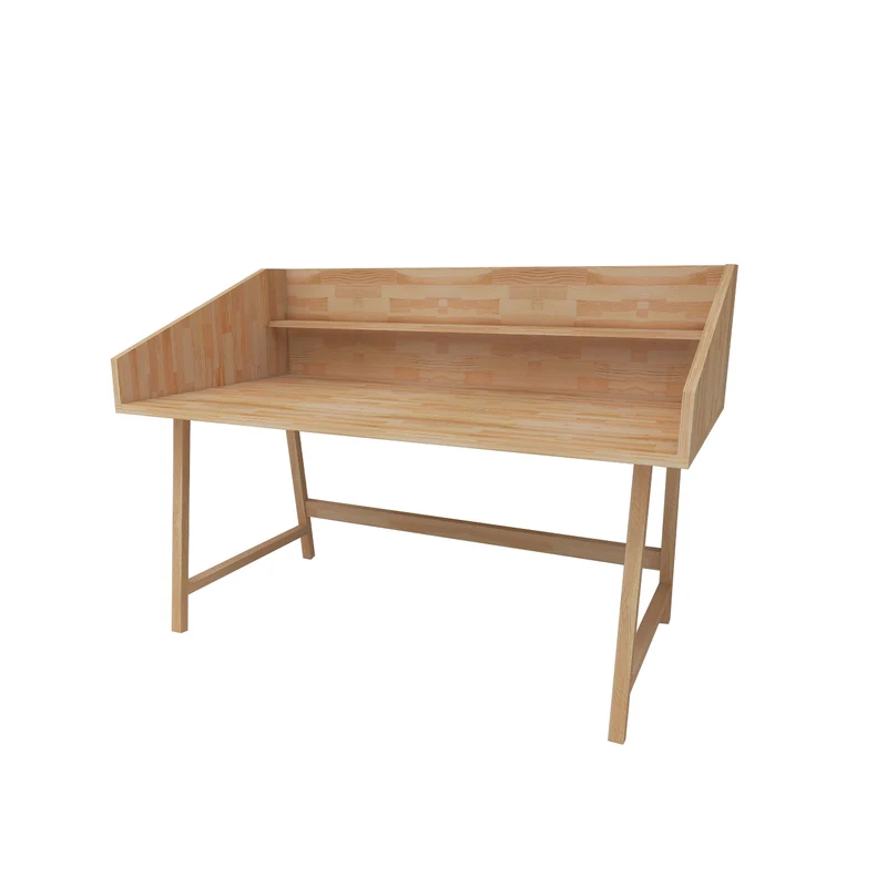 Pine Wood Wood Handmade Computer Desk with Front Bar Shelf Nashy