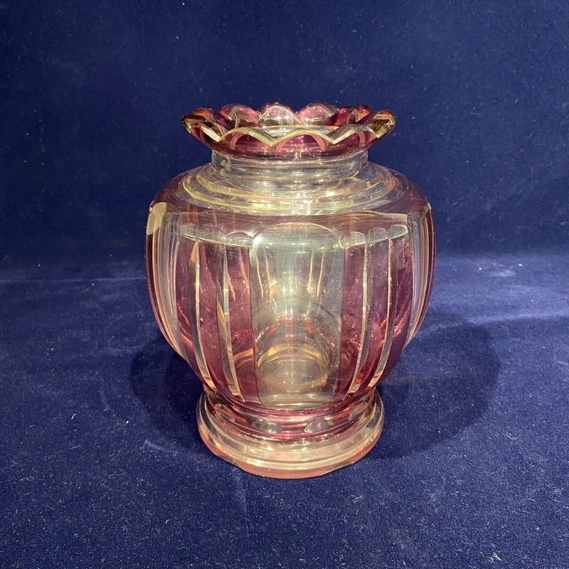 Jarrón Art Déco cristal Val Saint Lambert rojo años 60