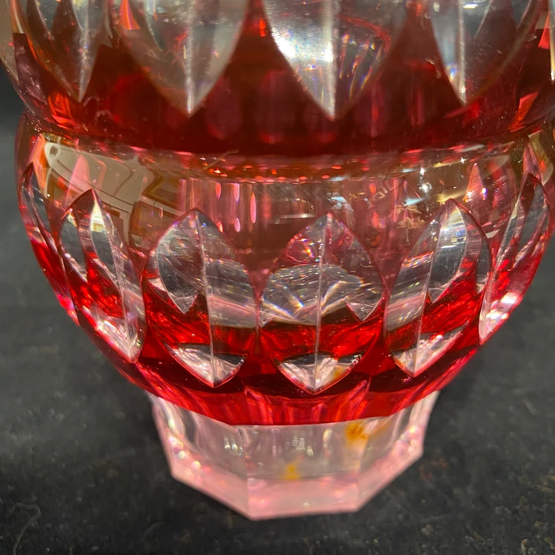 Florero art déco rojo double gourde cristal Val Saint Lambert rojo años 50