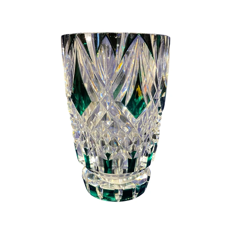 Jarrón art déco cristal tallado Val Saint Lambert verde
