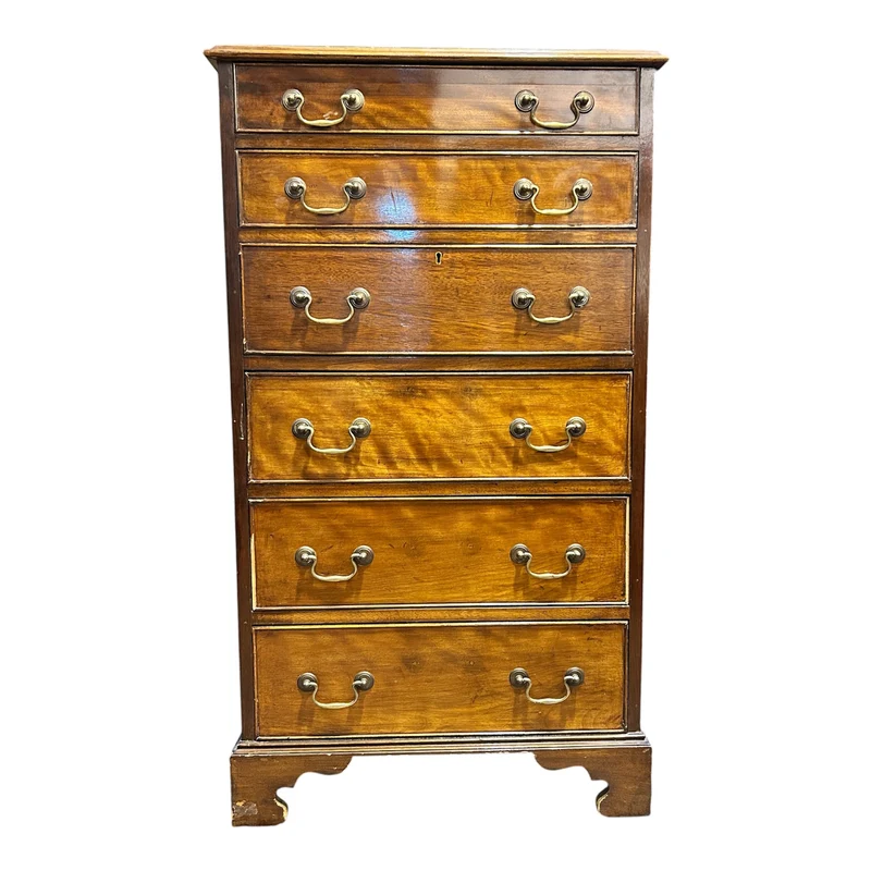 Chiffonier secretaire en caoba estilo inglés con seis cajones circa 1920s.