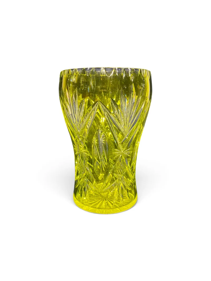 Florero art déco cristal Val Saint Lambert amarillo años 60
