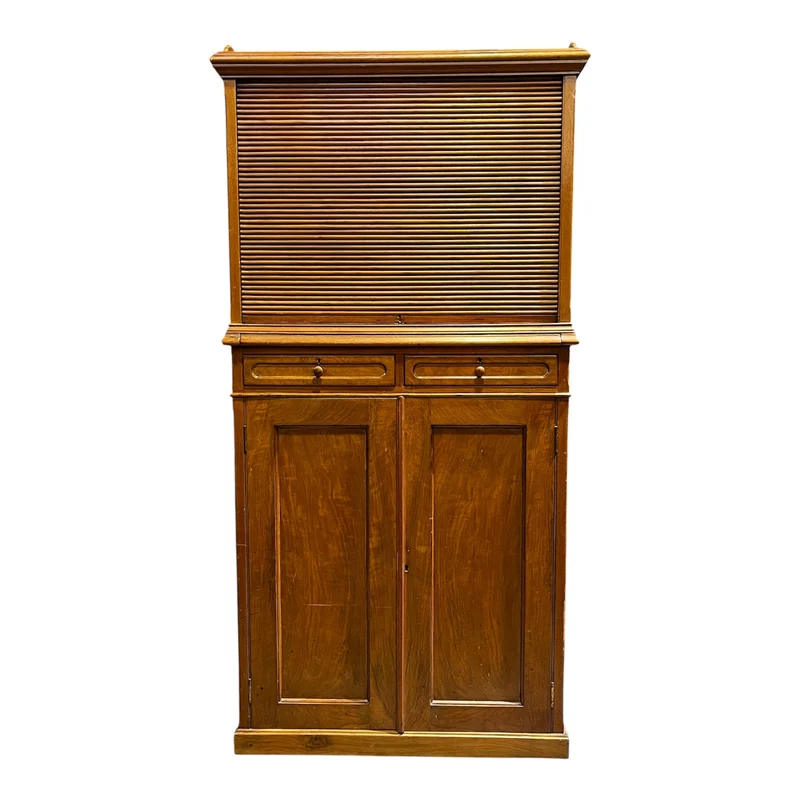 Mueble boticario con persiana y cubierta de mármol blanco años 50