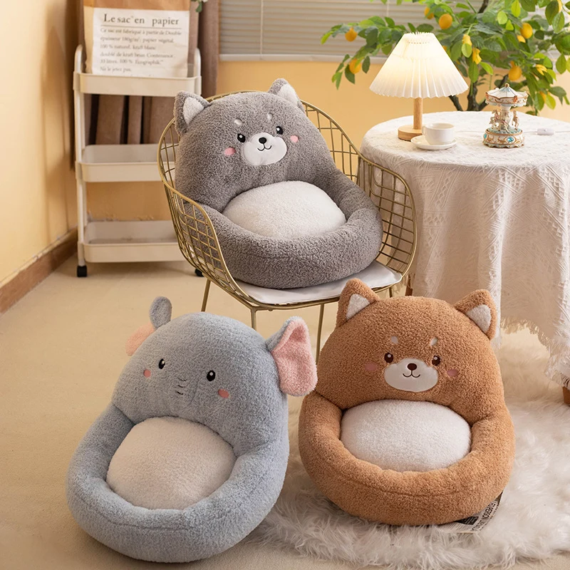 Contemporary Creative Velvet PP Cotton Ellipse Cartoon Animals Cushion Sofa Backrest For Living Room & Bedroom