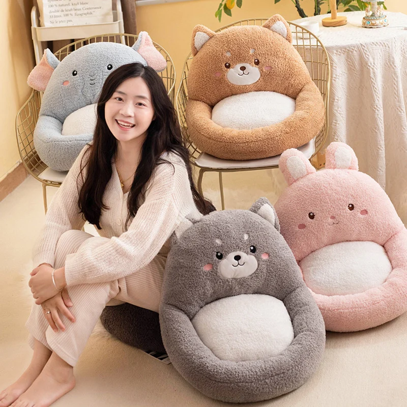 Contemporary Creative Velvet PP Cotton Ellipse Cartoon Animals Cushion Sofa Backrest For Living Room & Bedroom