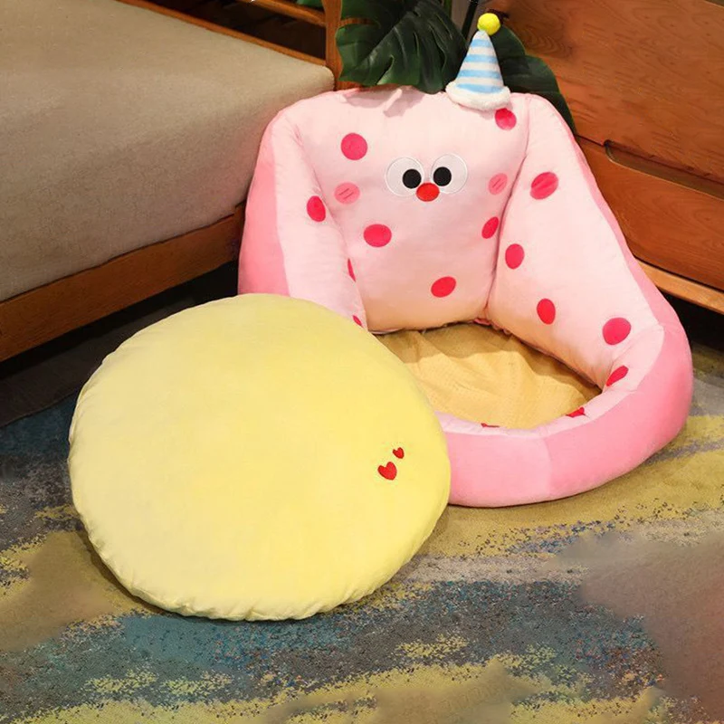 Contemporary Creative Crystal Velvet PP Cotton Round Cartoon Cushion Sofa Backrest Removable Cushion For Living Room & Bedroom