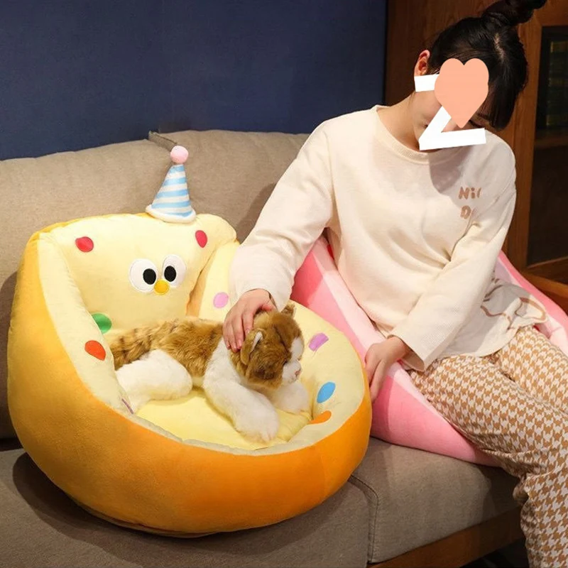 Contemporary Creative Crystal Velvet PP Cotton Round Cartoon Cushion Sofa Backrest Removable Cushion For Living Room & Bedroom
