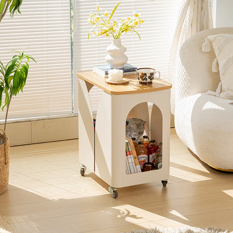 Modern Minimalist Hollowed-Out Rectangular Iron Plywood Narrow End Table 2-Tier For Living Room