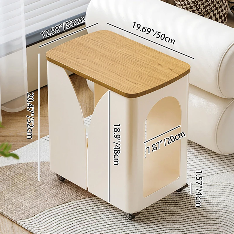 Modern Minimalist Hollowed-Out Rectangular Iron Plywood Narrow End Table 2-Tier For Living Room
