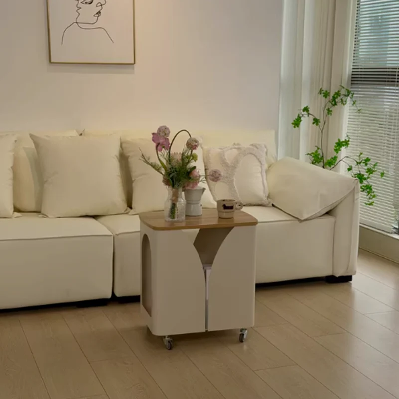 Modern Minimalist Hollowed-Out Rectangular Iron Plywood Narrow End Table 2-Tier For Living Room
