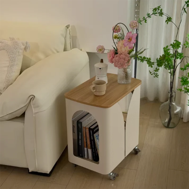 Modern Minimalist Hollowed-Out Rectangular Iron Plywood Narrow End Table 2-Tier For Living Room
