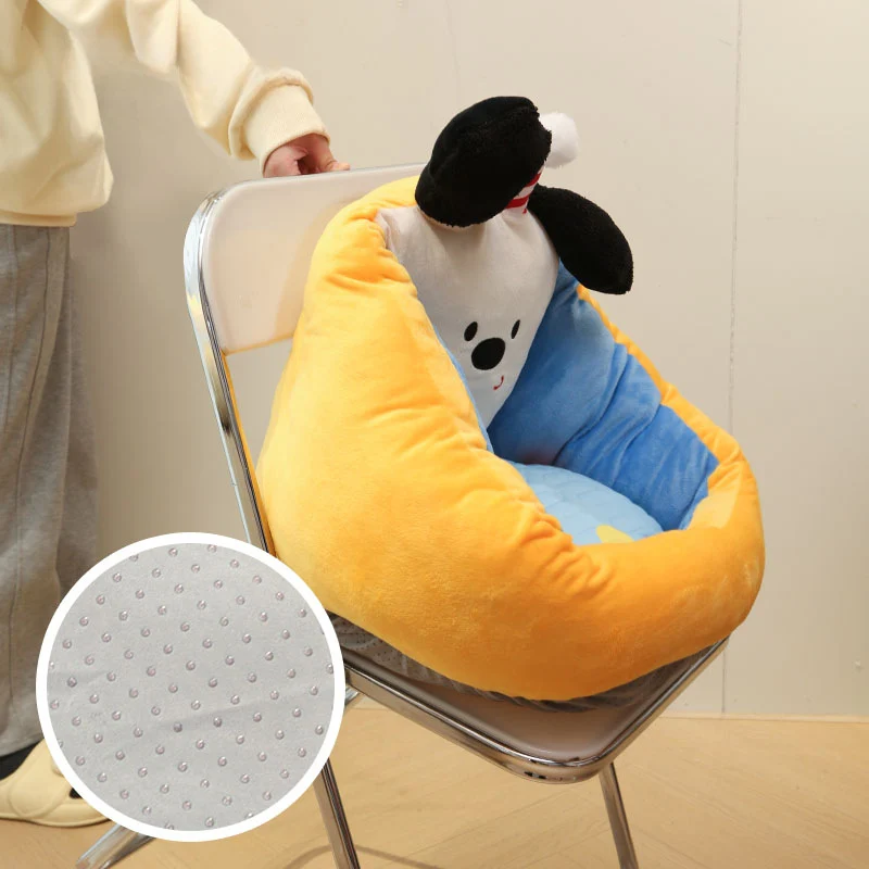 Contemporary Creative Crystal Velvet Latex Ice Silk PP Cotton Round Cartoon Dog Cushion Sofa Backrest Removable Cushion For Living Room & Bedroom