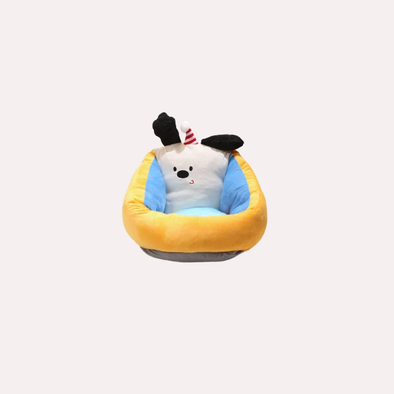 Contemporary Creative Crystal Velvet Latex Ice Silk PP Cotton Round Cartoon Dog Cushion Sofa Backrest Removable Cushion For Living Room & Bedroom