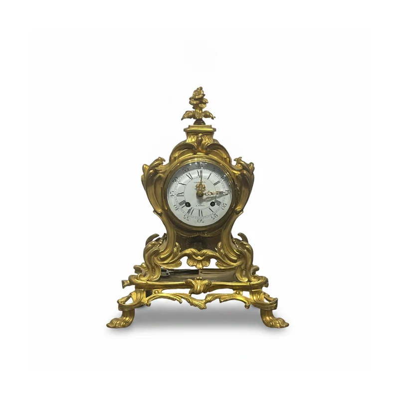 Reloj francés de chimenea en bronce dorado estilo Napoleón III