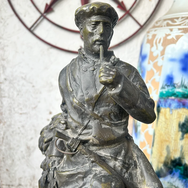 Escultura de bronce 'Grupo de militares cosacos' firmada por Evgeny Alexandrovich Lanceray (1848-1886)