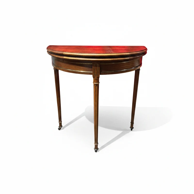 Mesa de juego pequeña de medio punto francesa estilo Luis XVI