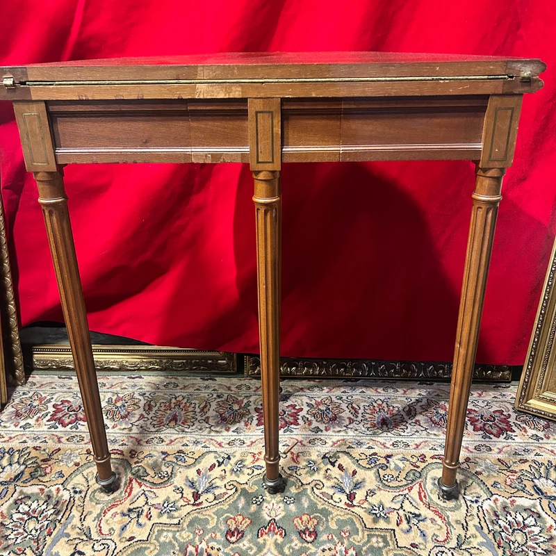 Mesa de juego pequeña de medio punto francesa estilo Luis XVI