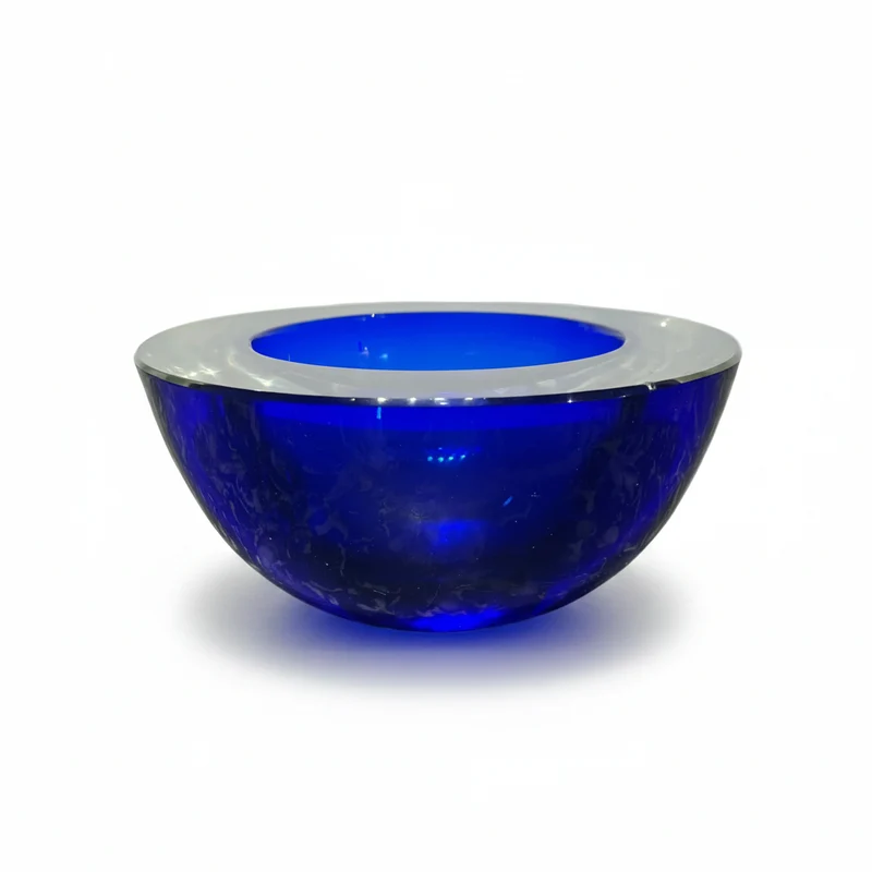 Vide-poche francés de vidrio azul cobalto años 60
