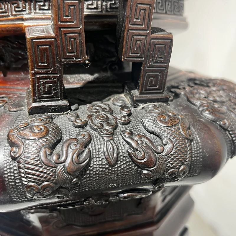 Quemador de incienso en bronce patinado con perro de Fo periodo Meiji Japón s.XIX