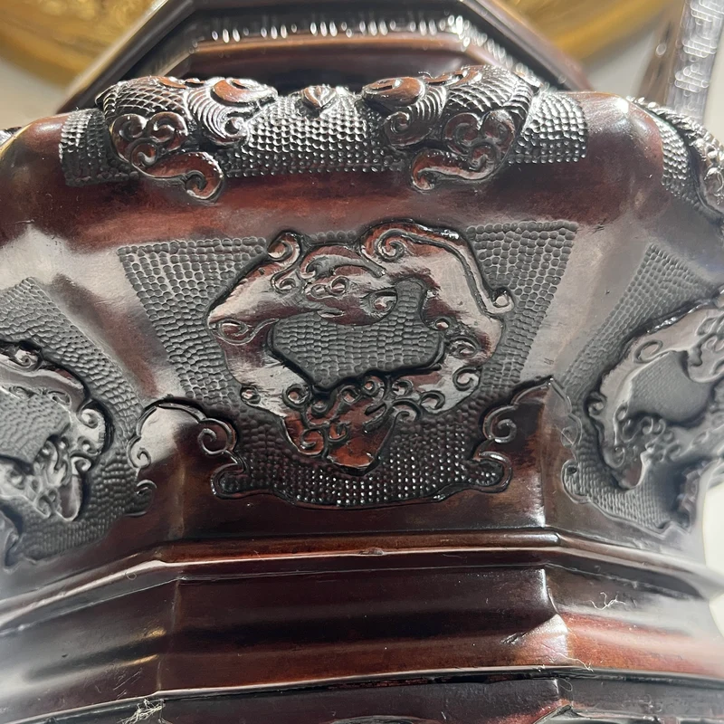Quemador de incienso en bronce patinado con perro de Fo periodo Meiji Japón s.XIX