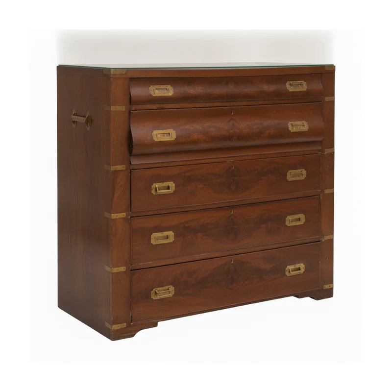 Cómoda secretaire naútica inglesa de caoba circa 1900