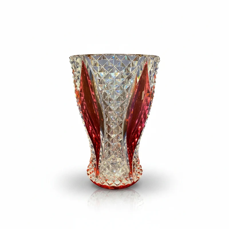 Florero cristal Val Saint Lambert rojo