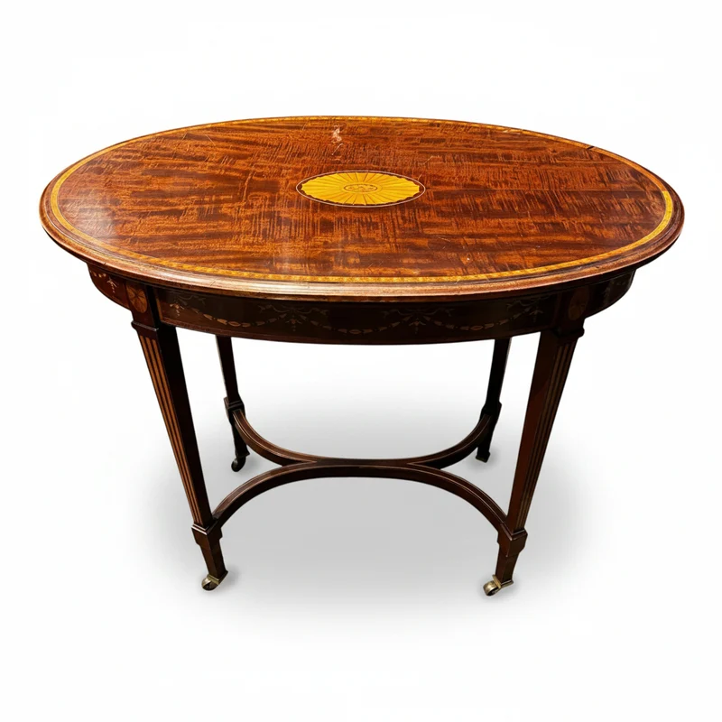 Mesa lateral inglesa ovalada época Edwardian comienzos s.XX