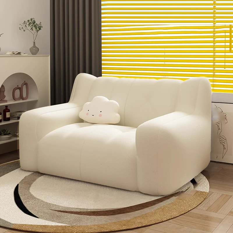 Modern Minimalist Cotton Linen EPS Particles Rectangular Lazy Sofa Backrest Armrest Portable & Comfortable For Living Room