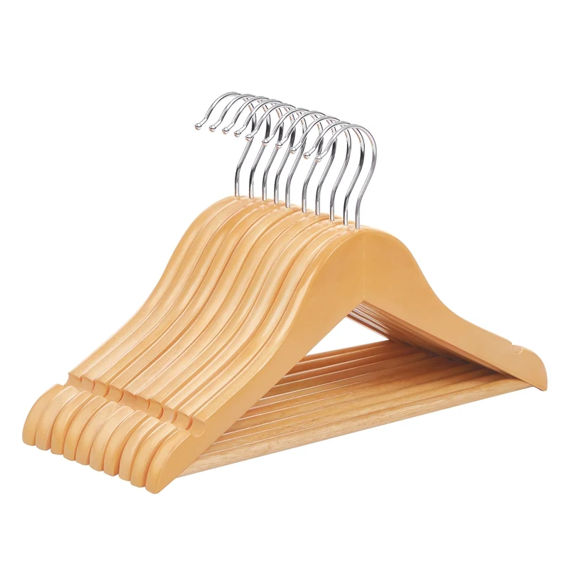 SONGMICS Juego de 10 Perchas para Niños de Madera Maciza
