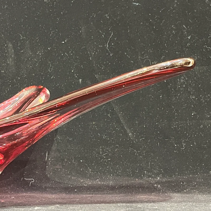 Centro de mesa de cristal belga Val Saint Lambert rojo rubí diseñado por René Delvenne