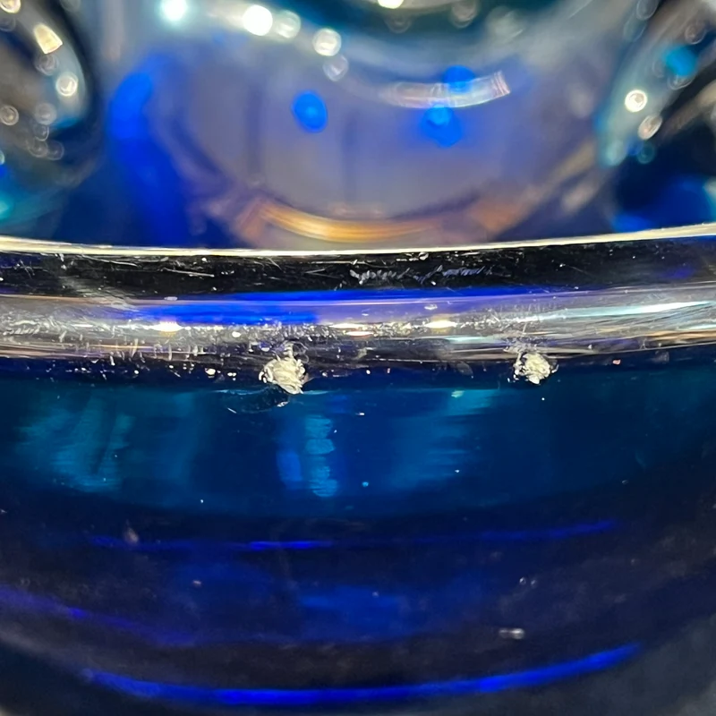 Vide-poche de cristal azul cobalto diseño lobulado asimétrico circa 1950