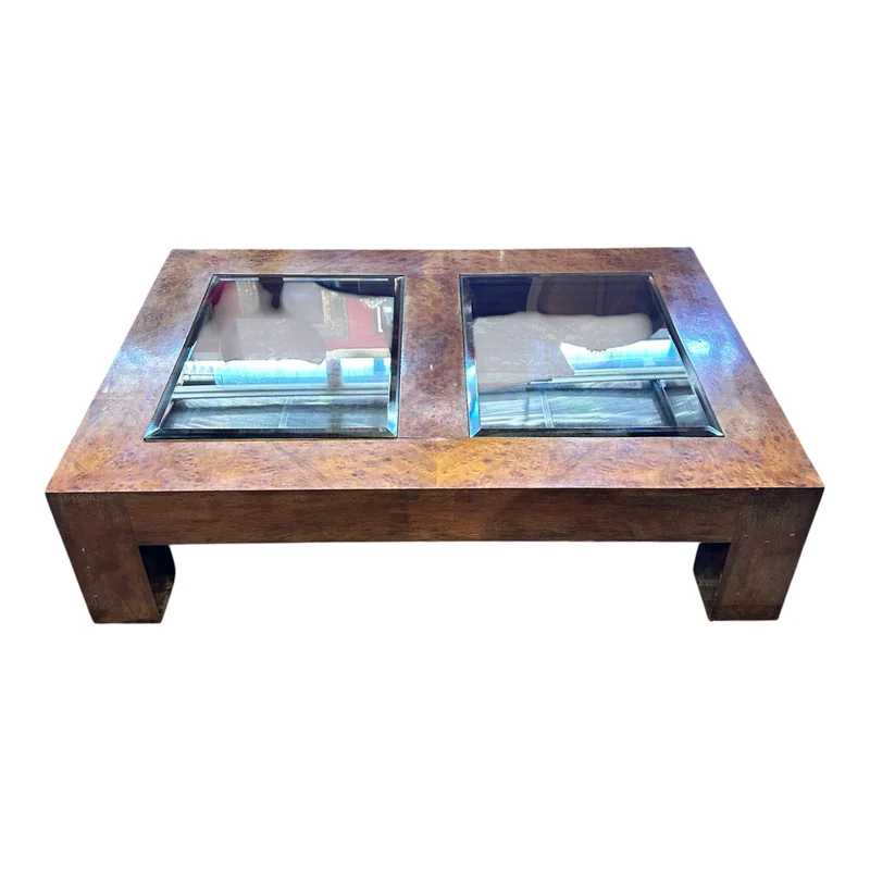 Mesa de centro italiana de madera raíz de avellano años 80'