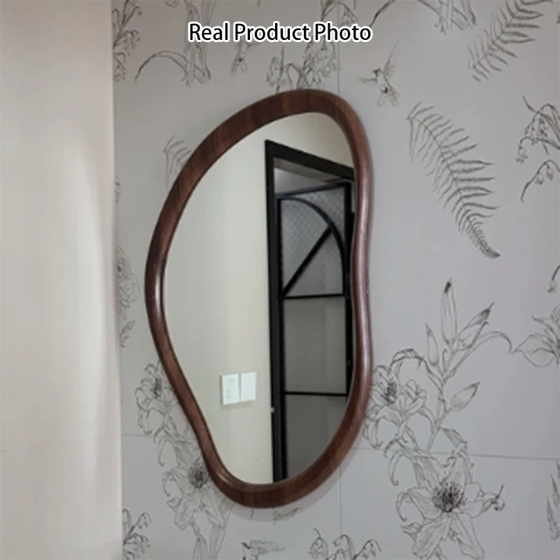 Traditional Vintage Irregular Plywood Glass Wall Mirror For Bathroom