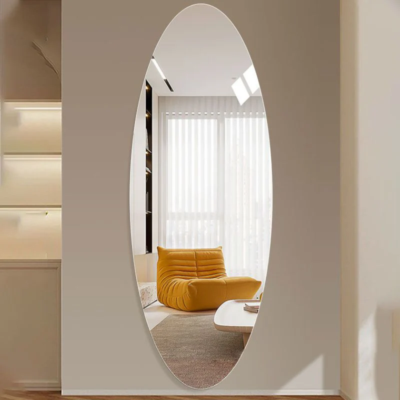 Modern Minimalist Oval Glass Full-Length Mirror Wall Mounted For Living Room