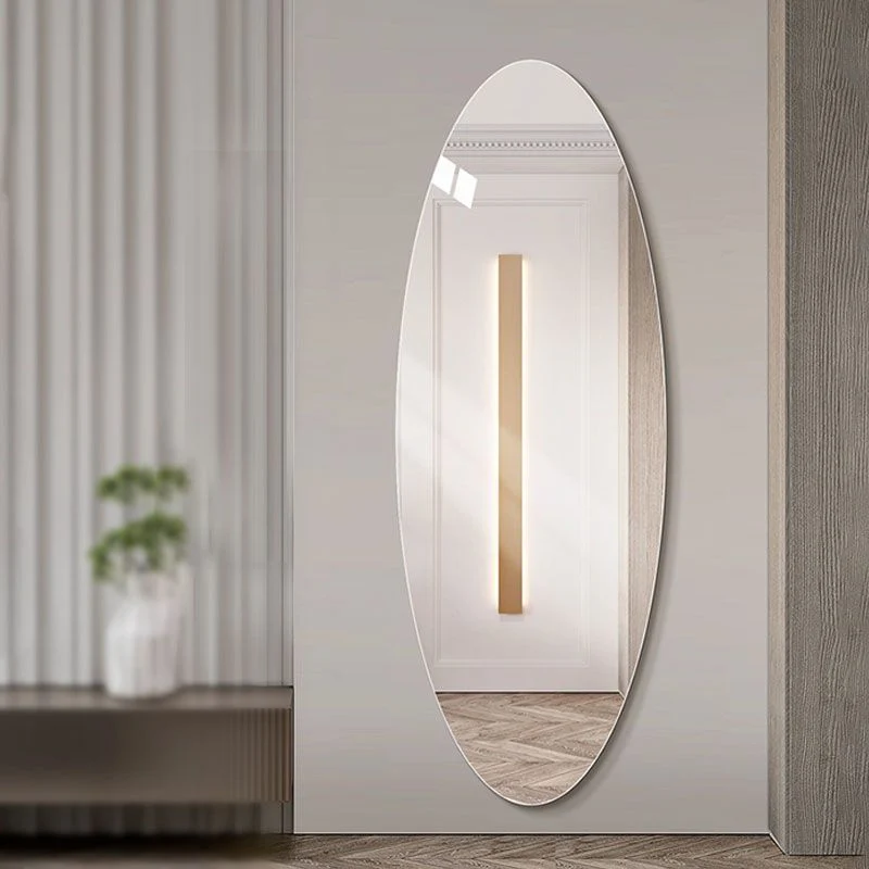 Modern Minimalist Oval Glass Full-Length Mirror Wall Mounted For Living Room