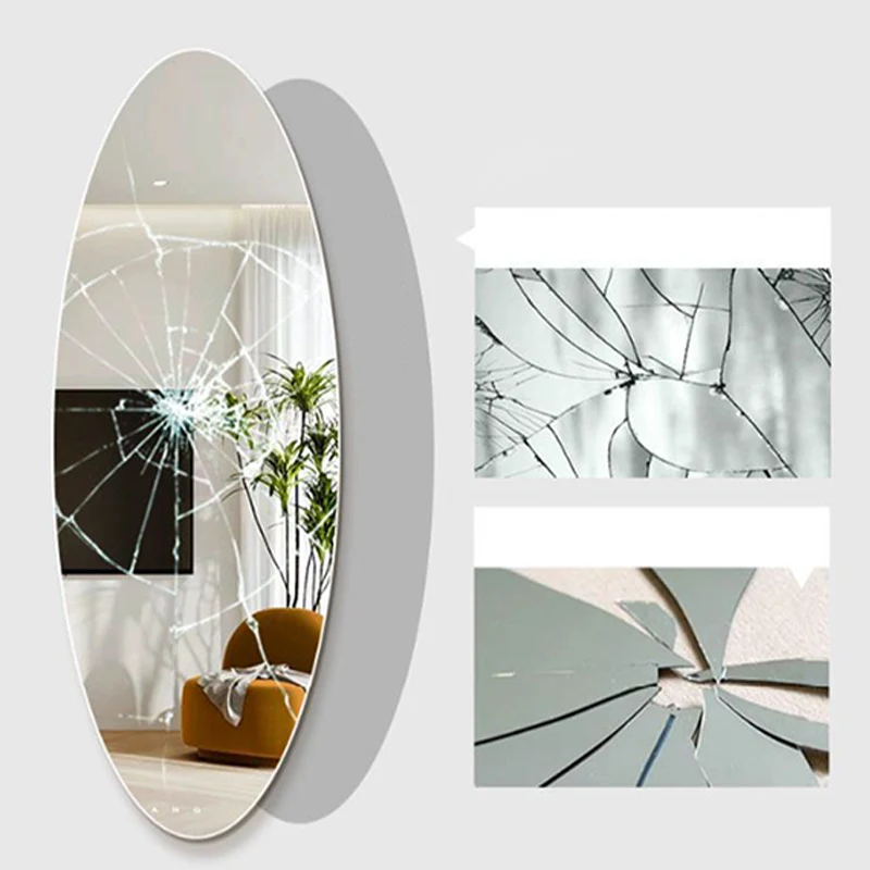 Modern Minimalist Oval Glass Full-Length Mirror Wall Mounted For Living Room