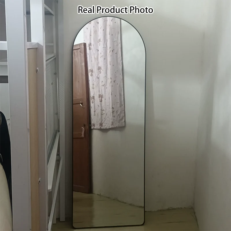 Modern Minimalist Arched Aluminum Alloy Glass Stainless Steel Full-Length Mirror Floor Stand For Living Room