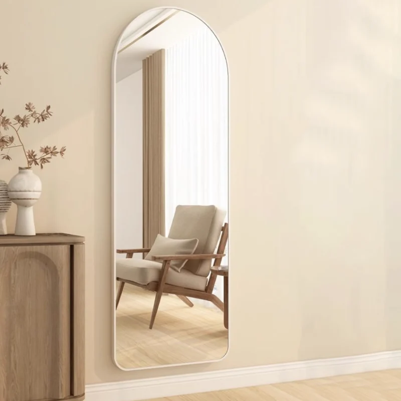 Modern Minimalist Arched Aluminum Alloy Glass Stainless Steel Full-Length Mirror Floor Stand For Living Room