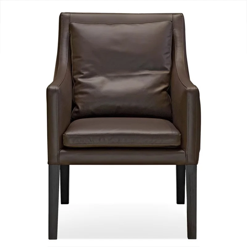 Modern Luxury Microfiber Leather Oak Wood Plywood Curved Square Desk Chair With Backrest Armrest For Home Office