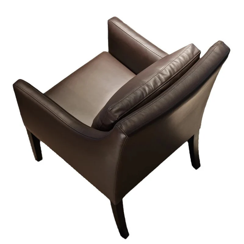 Modern Luxury Microfiber Leather Oak Wood Plywood Curved Square Desk Chair With Backrest Armrest For Home Office