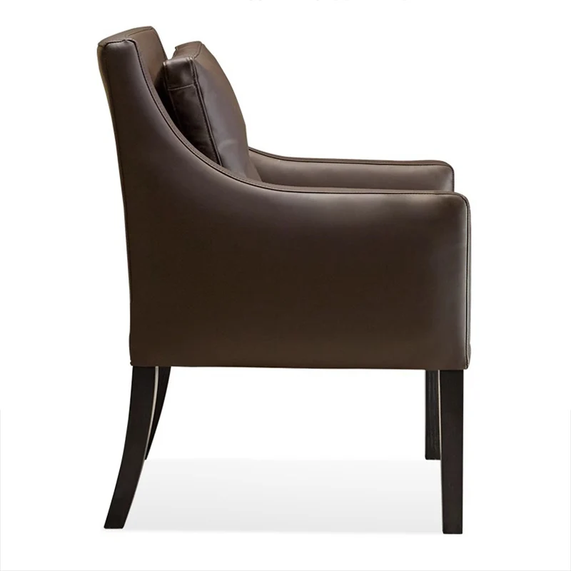 Modern Luxury Microfiber Leather Oak Wood Plywood Curved Square Desk Chair With Backrest Armrest For Home Office