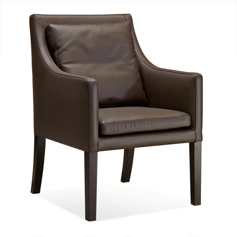 Modern Luxury Microfiber Leather Oak Wood Plywood Curved Square Desk Chair With Backrest Armrest For Home Office