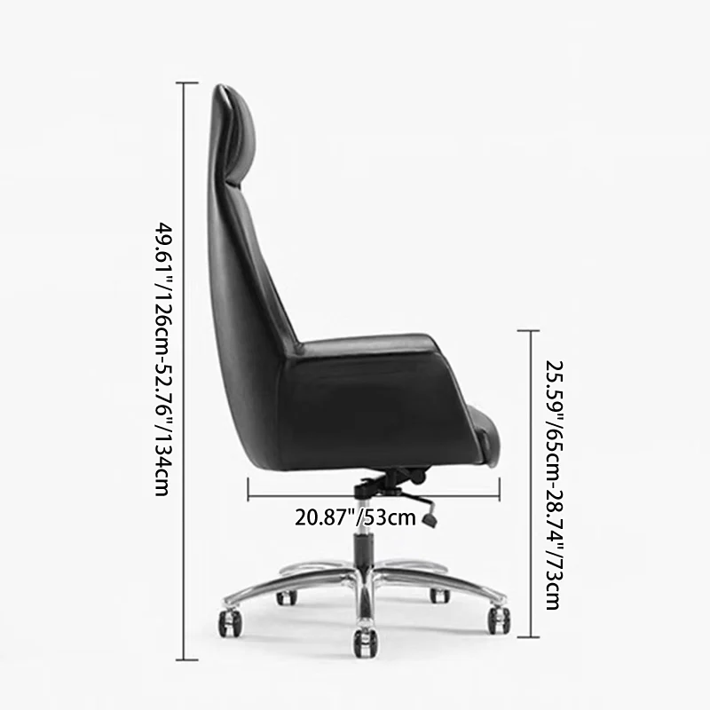 Contemporary Scandinavian Faux Leather Chrome Steel Curved Square Five-Star Desk Chair With Backrest Armrest For Home Office