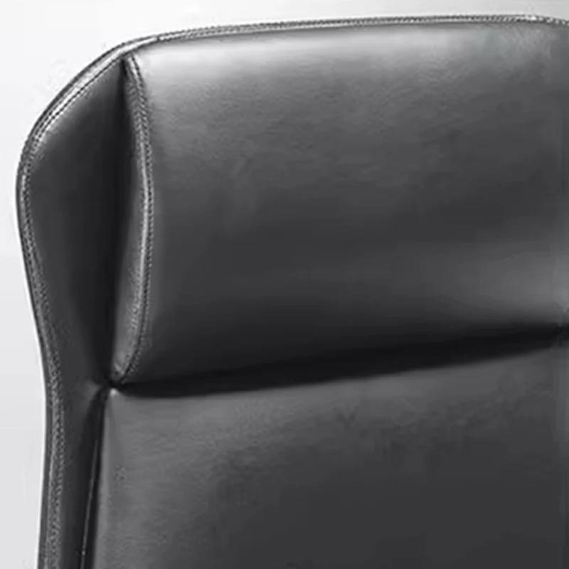 Contemporary Scandinavian Faux Leather Chrome Steel Curved Square Five-Star Desk Chair With Backrest Armrest For Home Office